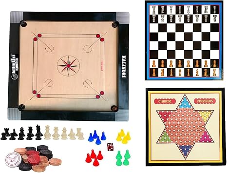 Combo of 20 inch Carrom Board with Ludo Checker Board and Game Coins