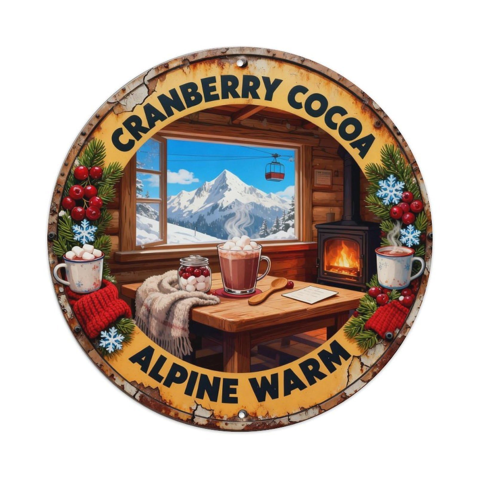 Cranberry Cocoa Sign Metal Tin Sign Plaque
