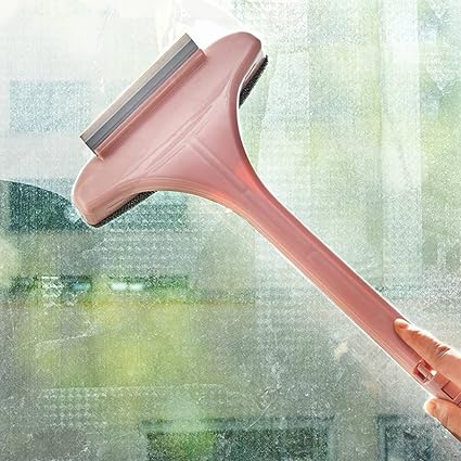 JKMD 2 in 1 Window Cleaner Brush Glass Cleaning Scraper, Mesh Screen Cleaner, Window Screen Cleaning Brush Washing Equipment, Window Cleaner Tool with Wet and Dry Dual-Use (Multicolor), Pack of 1
