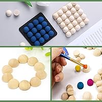 Vista 7 de 300 bolas de madera sin terminar, bolas de madera divididas naturales de 1 pulgada, cuentas redondas de madera para manualidades, arte infantil