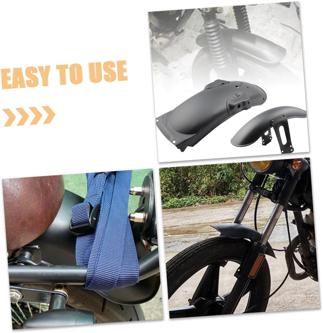 Zerodeko CG125 Motorcycle Mudguards Set Black Front and Rear Mud Flaps Sturdy Splash Guard for Custom Retro Style Compatible Motorcycles and Dirt Bikes