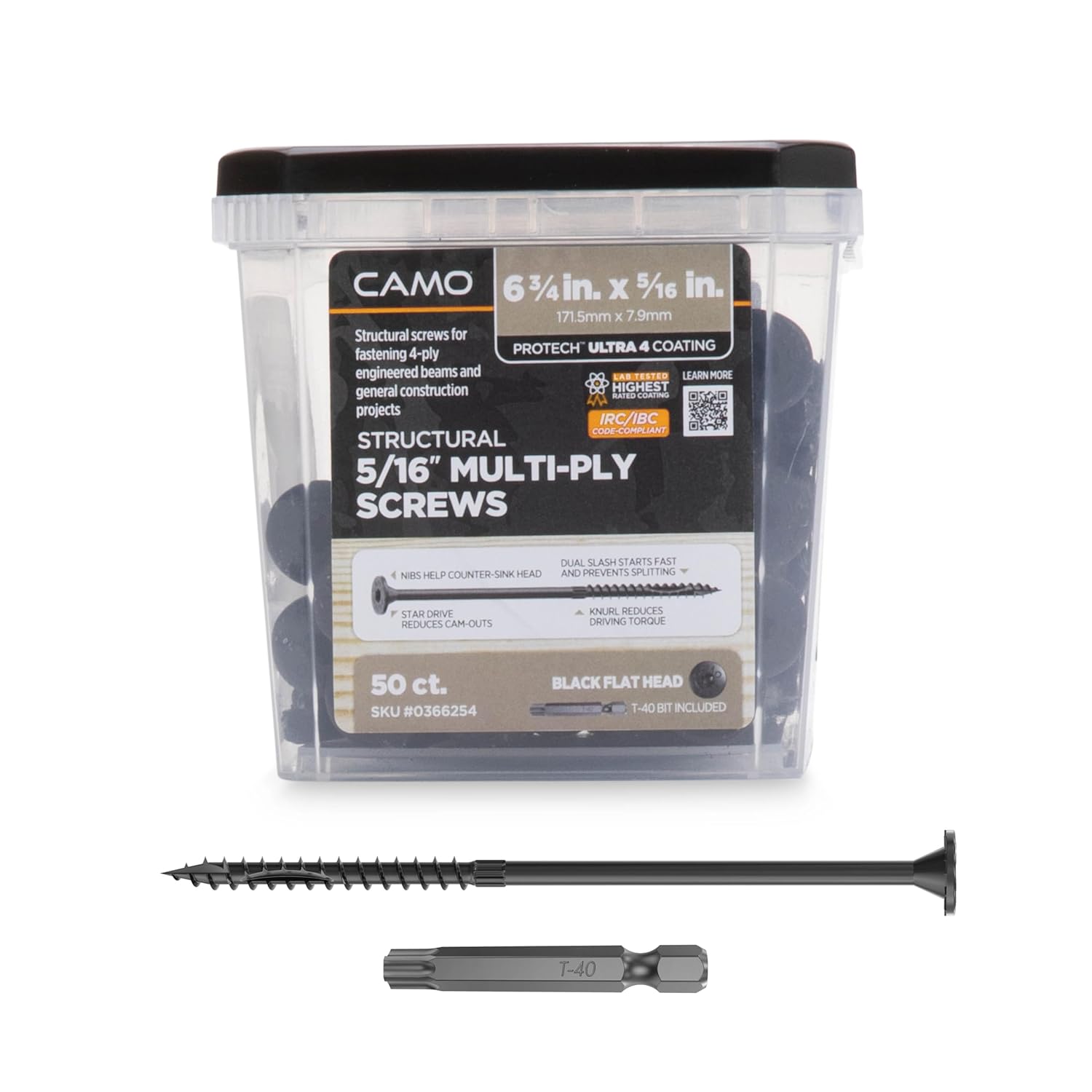 CAMO 5/16" Multi-Ply Structural Screw - 6-3/4" x 5/16" - 50 ct (366254)