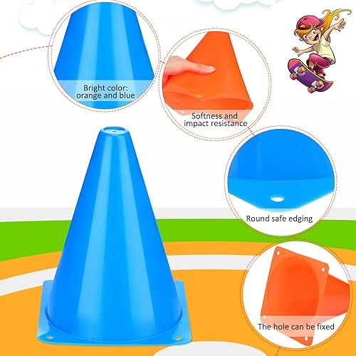 Miniatura 3 de Reginary 40 piezas mini cono de entrenamiento Socce plástico 7 pulgadas conducción deporte cono bicicleta obstáculo naranja y azul suministros de
