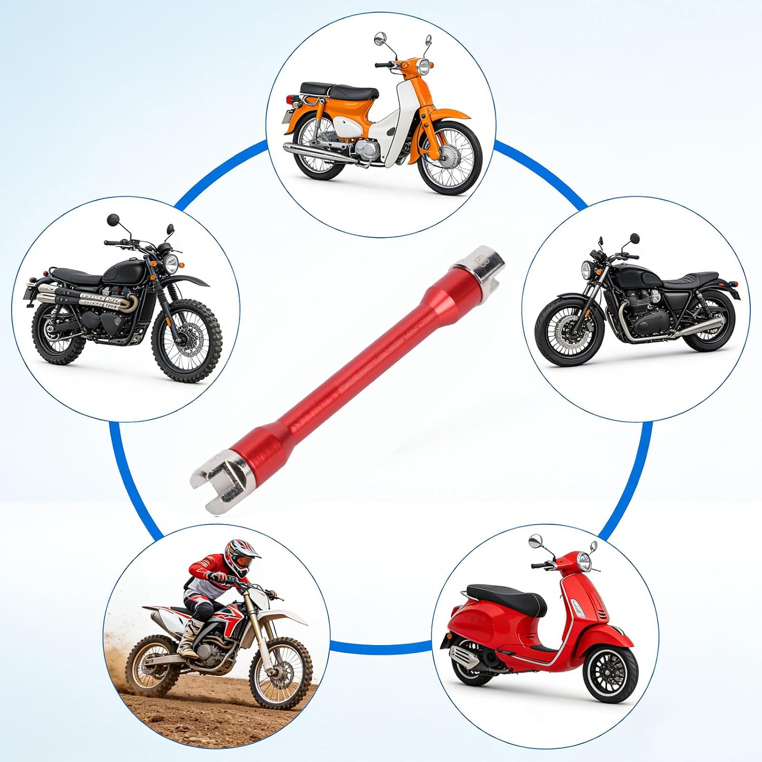 Garosa Motorcycle Spoke Wrench Set 5.0 to 6.8mm Aluminum Alloy Shaft Alloy Steel Tip with Heat Treated Strength for Motorbike Scooter Tire Wire Adjustment