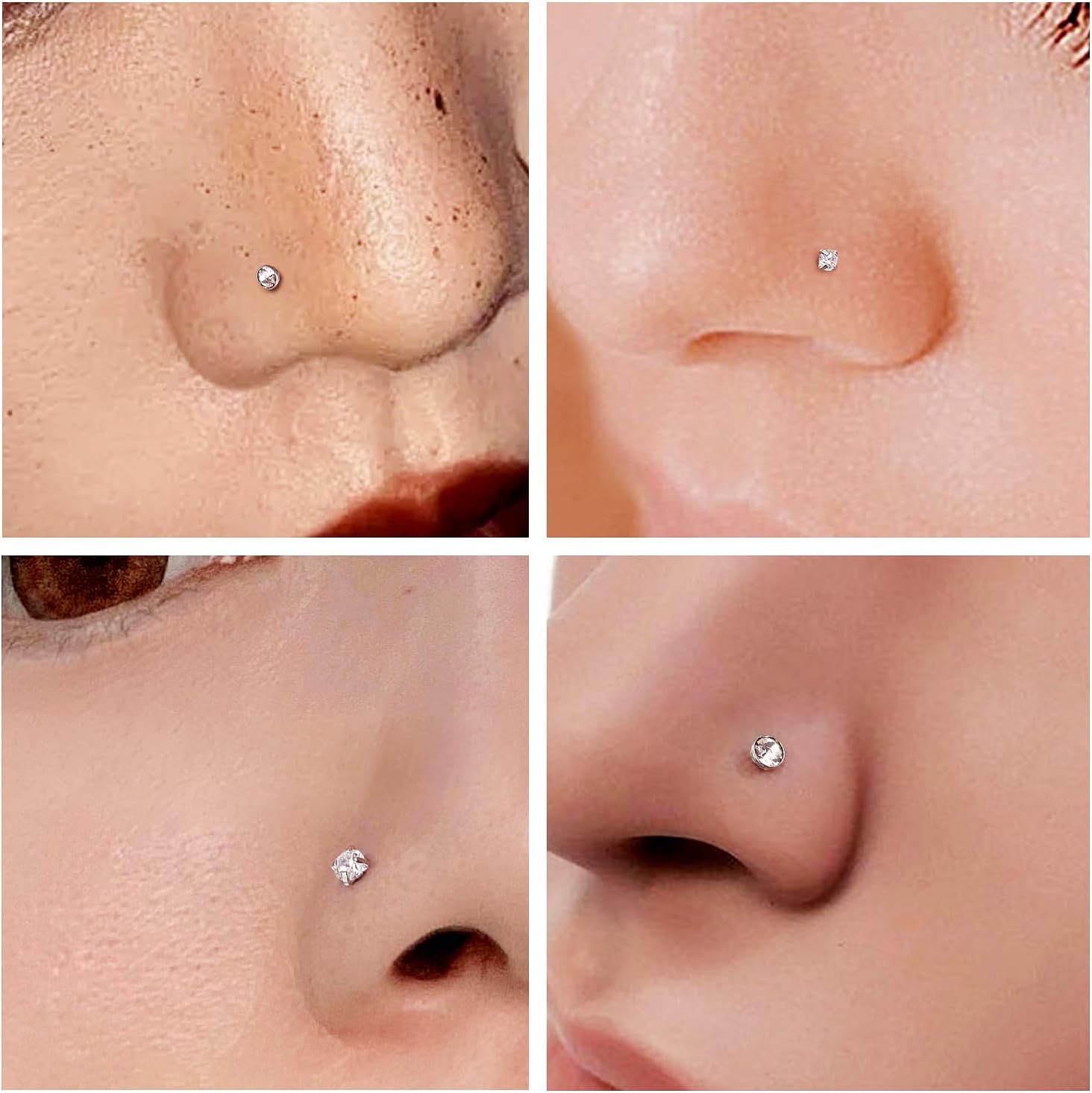 18G 20G 22G Round Cubic Zirconia Nose Rings Studs for Women Men 316L Stainless Surgical Steel Nose Ring Stud Piercing Jewelry Silver Gold Clear CZ 1.5mm 2mm 2.5mm 3mm - Image 6