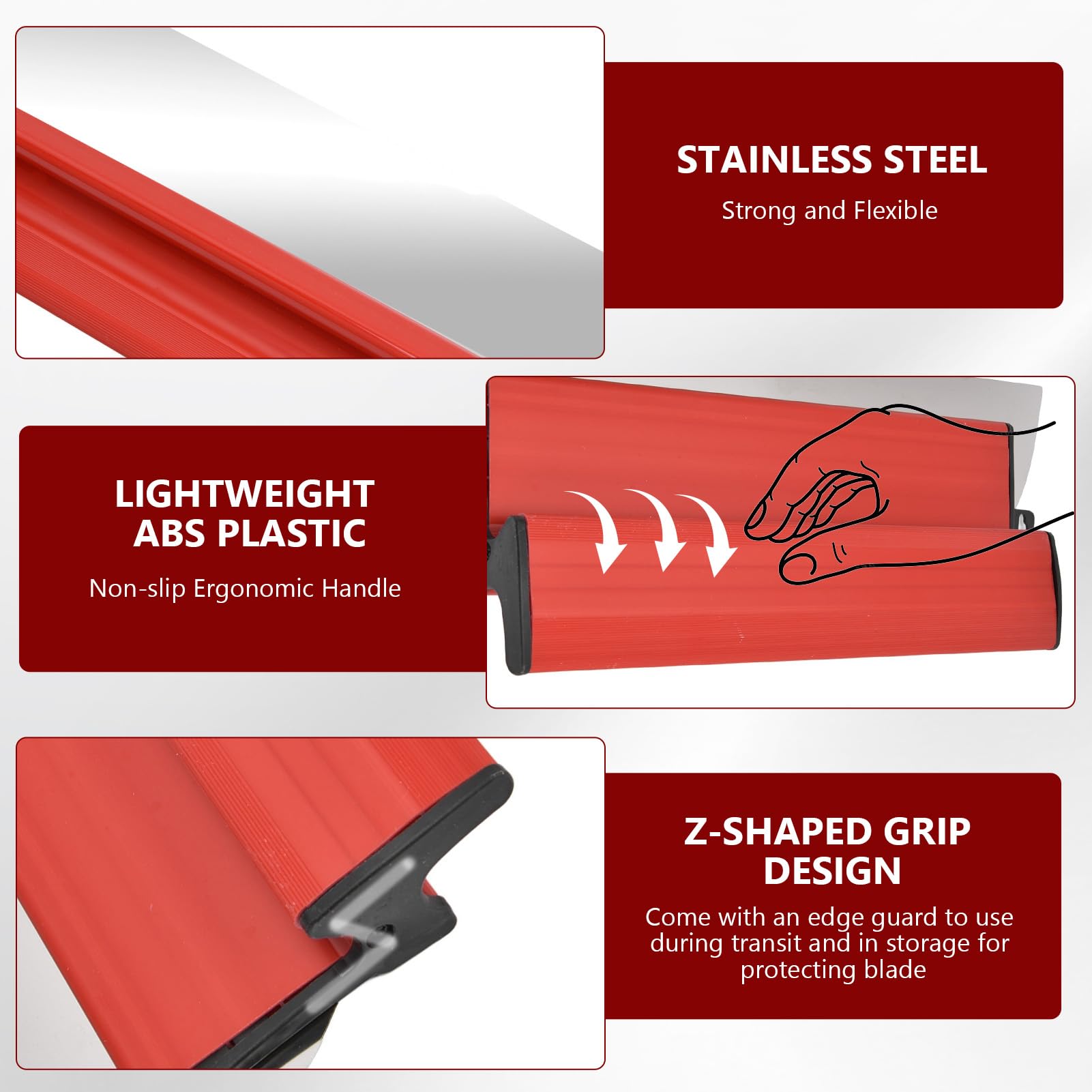 Lame à Enduire Professionnelle 40cm, Couteau à Lisser Enduit, Spatule Lissage pour Cloisons Sèches, Acier Inoxydable 0.35mm, Poignée Ergonomique Z, Outil Parfait Plâtrage Mur et Plafond