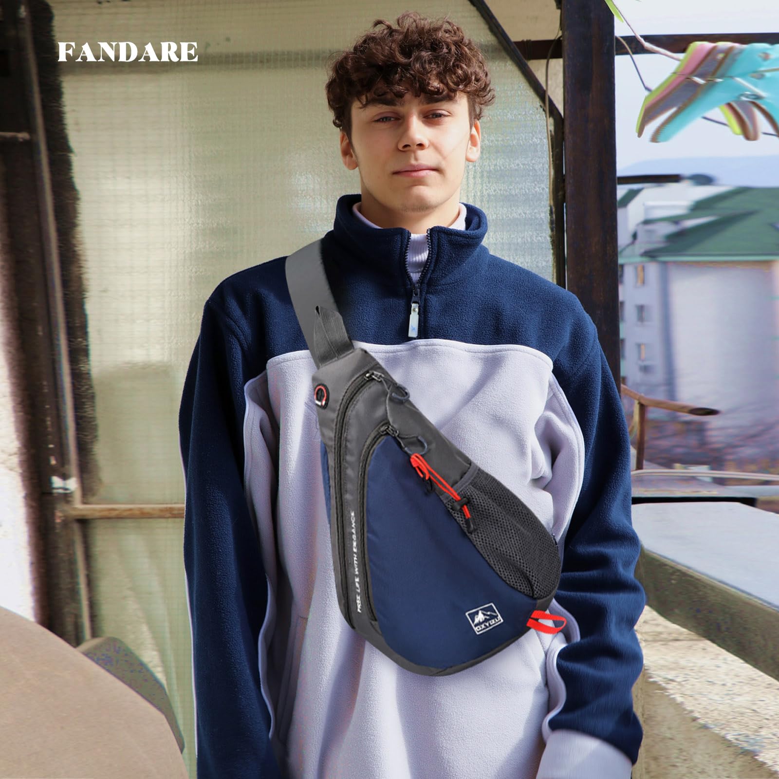FANDARE Léger Sac de Poitrine Sling Bag Sacoche Bandoulière pour Homme Femme Durable Polyester