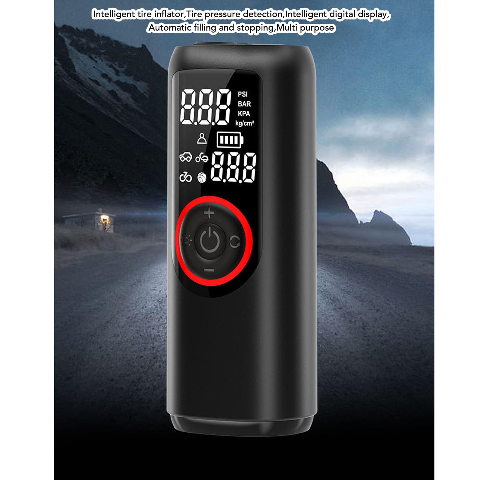 Dpofirs Przenośna Sprężarka Powietrza z Oponami, Bezprzewodowy Inflator Oponowy Cyfrowy Wyświetlacz LED Light, 10s Szybka Inflacja 2500 MAh Inflator Opon do Samochodów Motocyklowych
