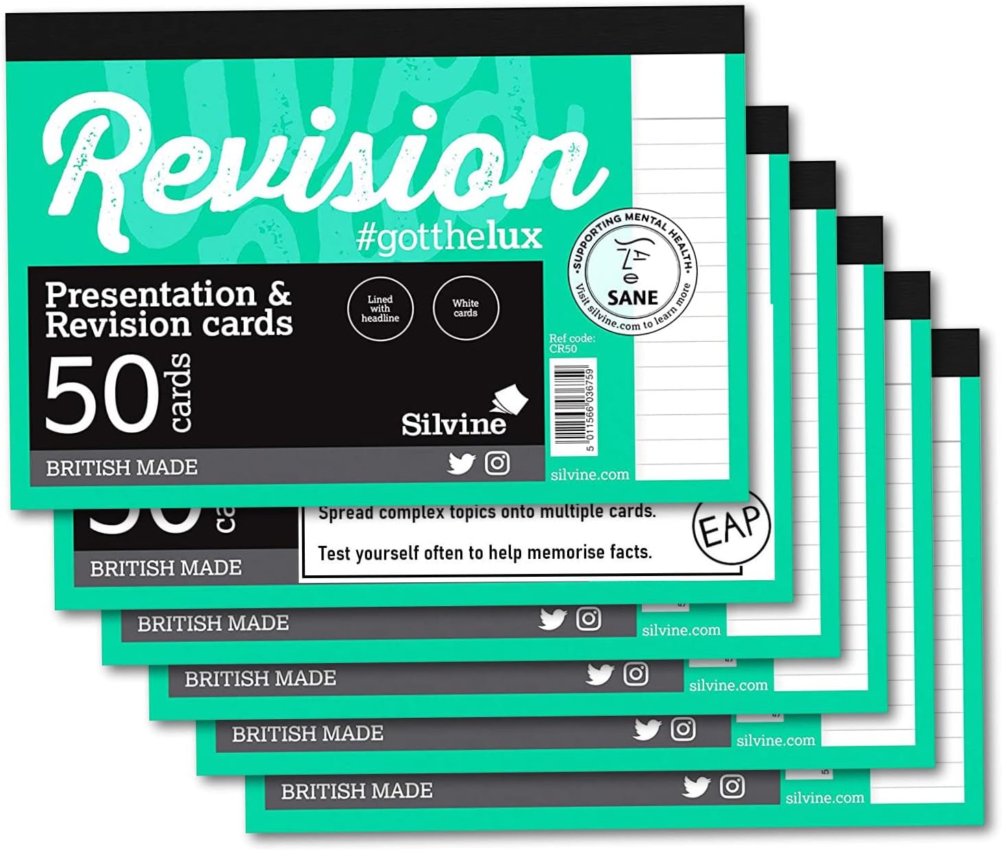 Revision Card Study Bulk Pack | 6 x 50 A6 (6x4”) White Lined Luxpad ...