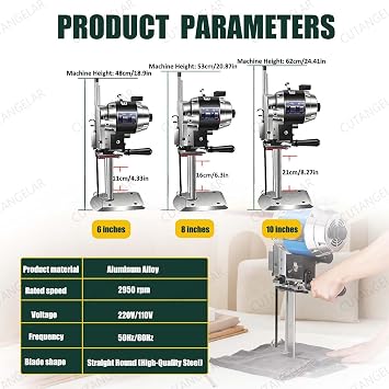 Automatic Sharpening Cutter, 1100w Vertical Straight Knife Cutting Machine. Fabric Machine Handles Various Materials.For Leather Workshops And Textile Production Facilities.(6in)