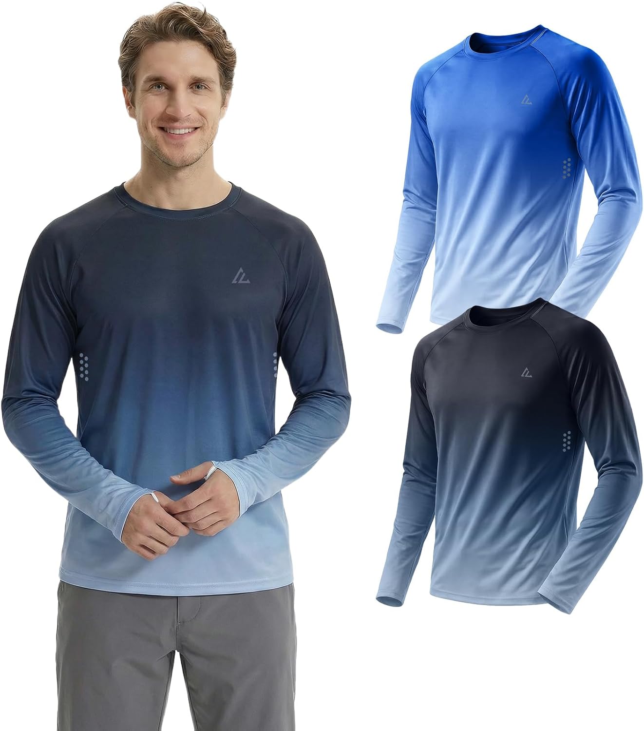 Mens UPF 50+ Long Sleeve Sun Shirts Uv Protection Fishing Rash Guard Dry Fit Moisture Wicking Tops Swim Workout 2 4 Pack