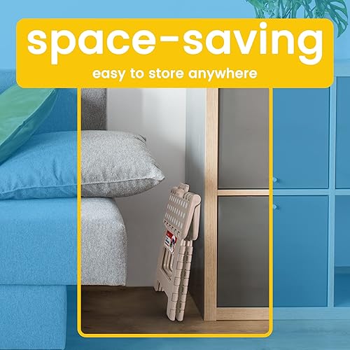 Miniatura 313 de Taburete plegable resistente de alta calidad de 13 pulgadas de altura para adultos, taburete de cocina, jardín, baño, color blanco Blanco,Bicolor