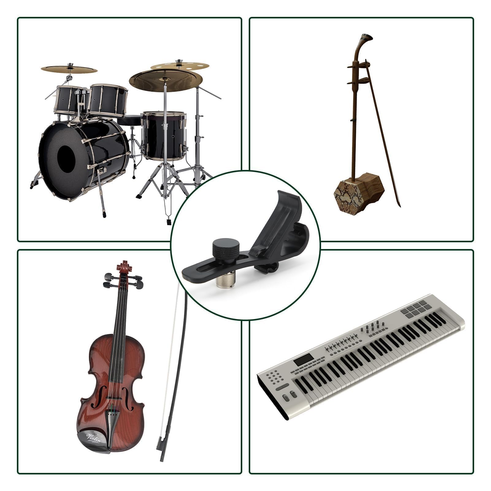 Abrazaderas Para Micrófono Soporte, Soporte De Tambor Para Micrófono Borde De Tambor A Prueba De Golpes Clip Para Micrófono Suministros Para Instrumentos Para Amantes Música (Paquete De 4)