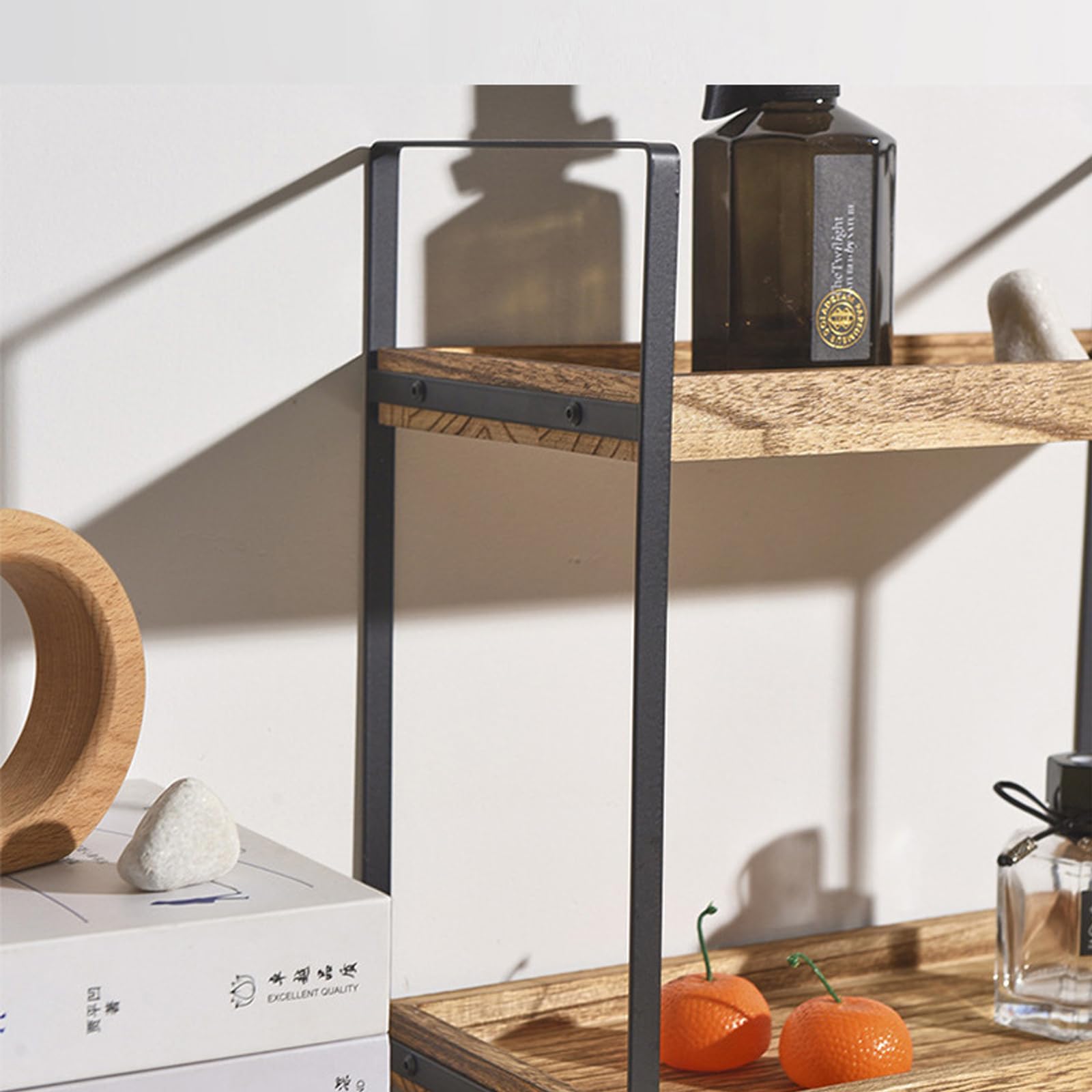 2 Ablagen Standregal, Multifunktionales Holzregal, Holz Arbeitsplatte Küchenregal, Badezimmer Organizer, Büroregal Kosmetikregal für Bad und Küche (Holzfarbe)