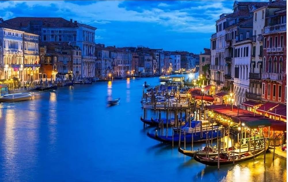 イタリアベネチアの壁絵 額装☆アメリカで版画化☆イタリア ベネチア ベニス 版画 風景画