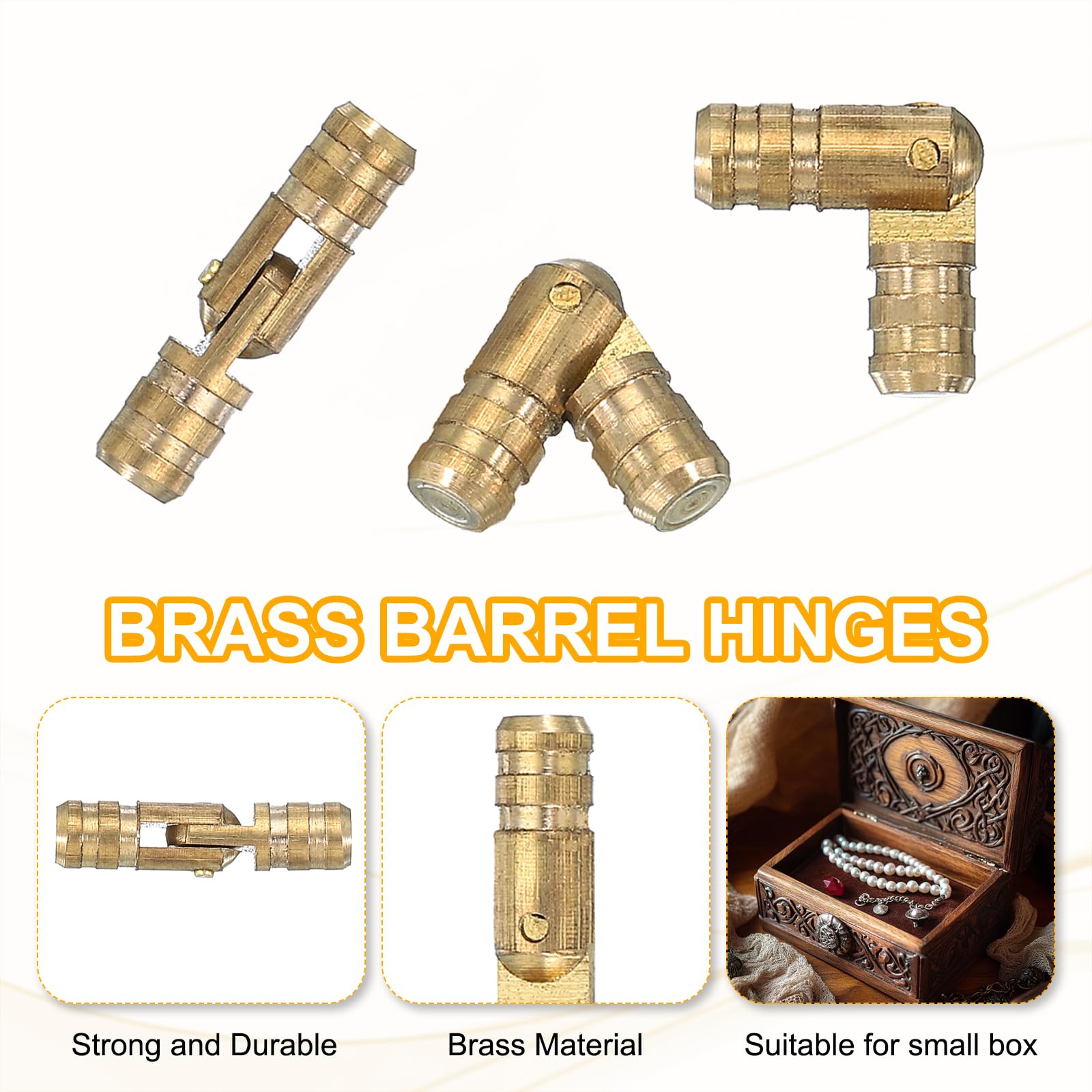 PATIKIL Hidden Brass Barrel Hinges 0.7"x0.16" - Image 3