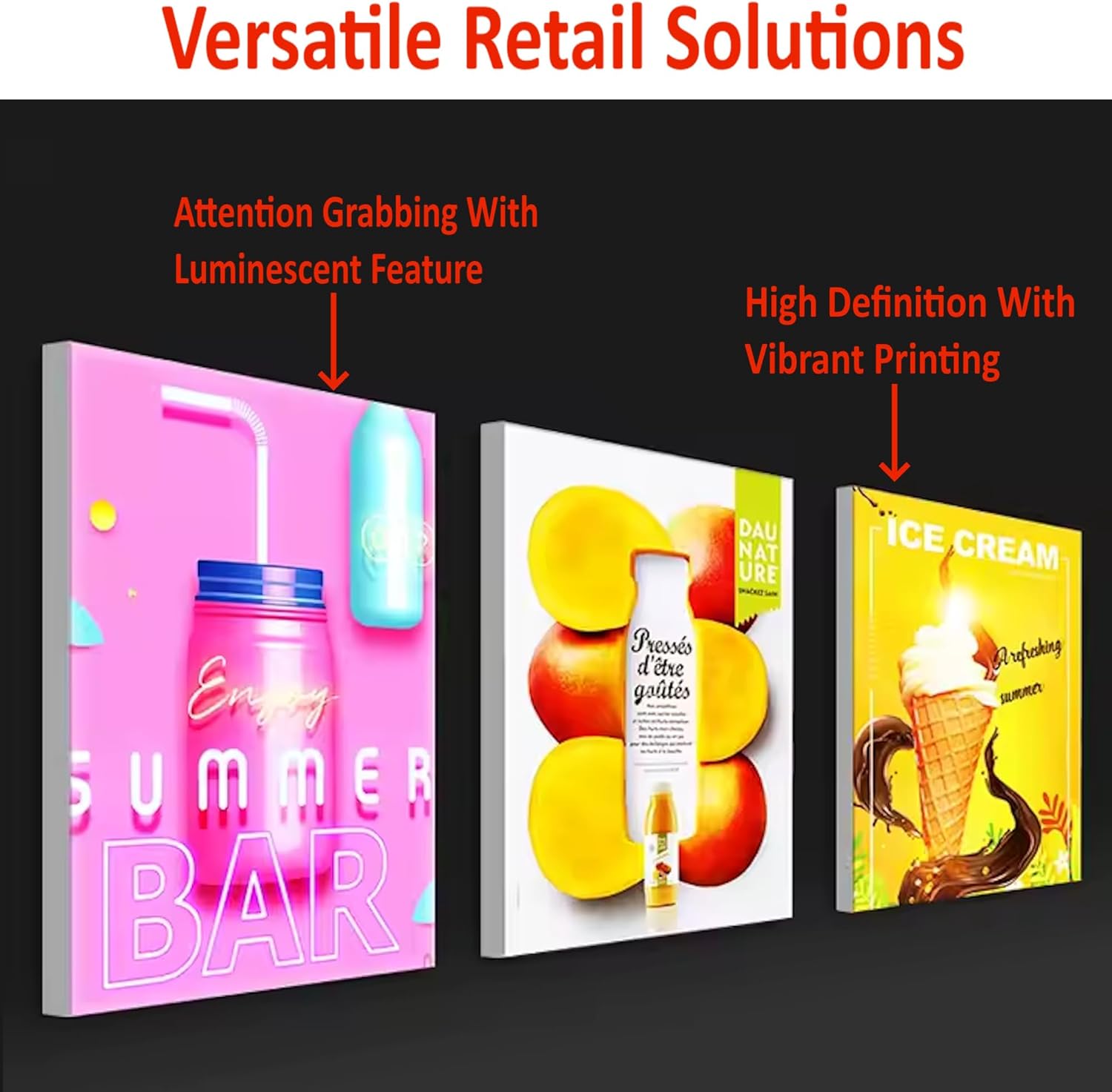 Custom Wall Mount Display Sign With LED Light - Full Customizable Luminescent Signage Decor For Advertising- Tension Fabric Backlit logo Sign With High Def Printing For Retails, Restaurants, Offices (Wall Mount LED Display)