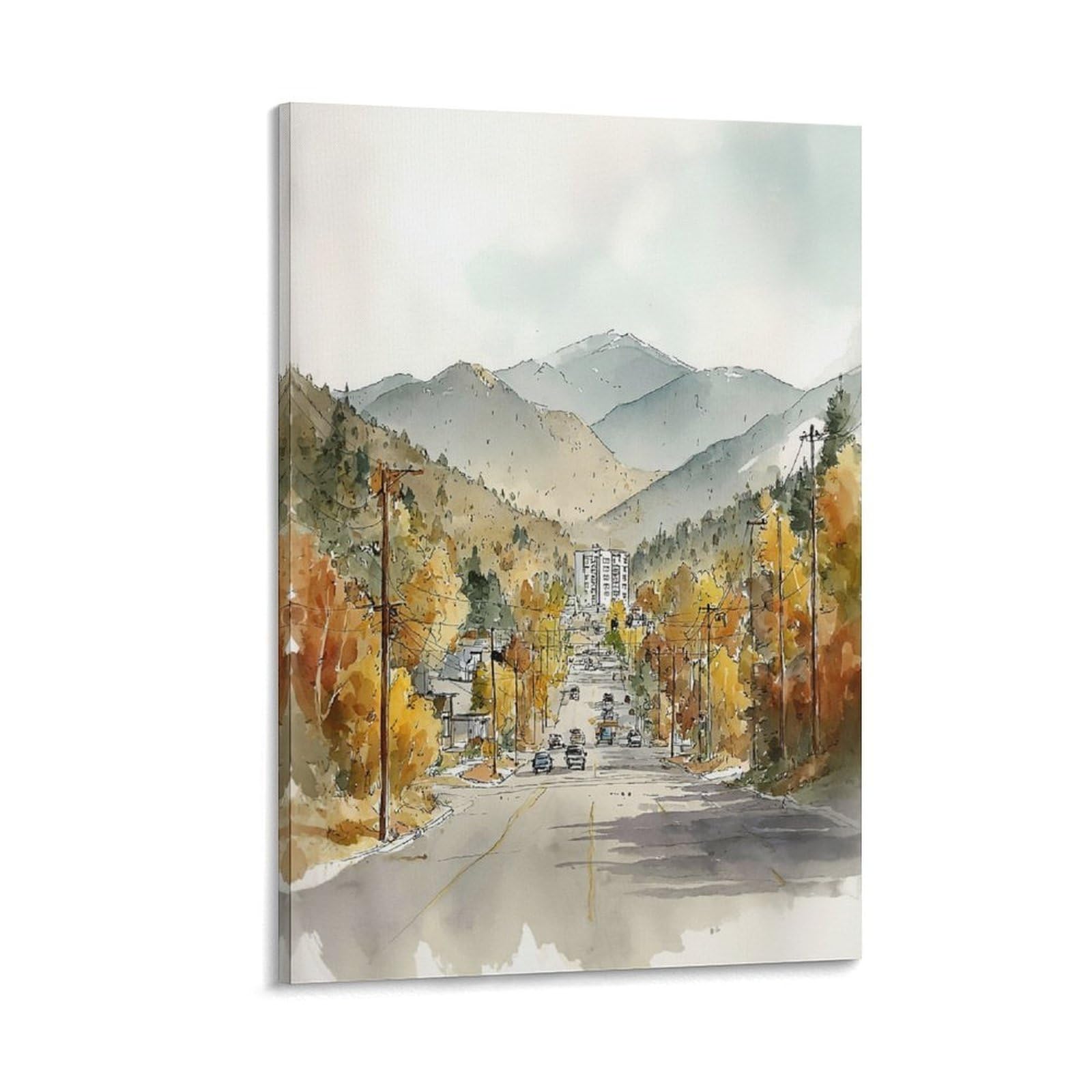 XWYMXZ Flagstaff Arizona Watercolor Art Print Scenic Travel Poster 24x36inch(60x90cm) Vintage Watercolor Canvas Art