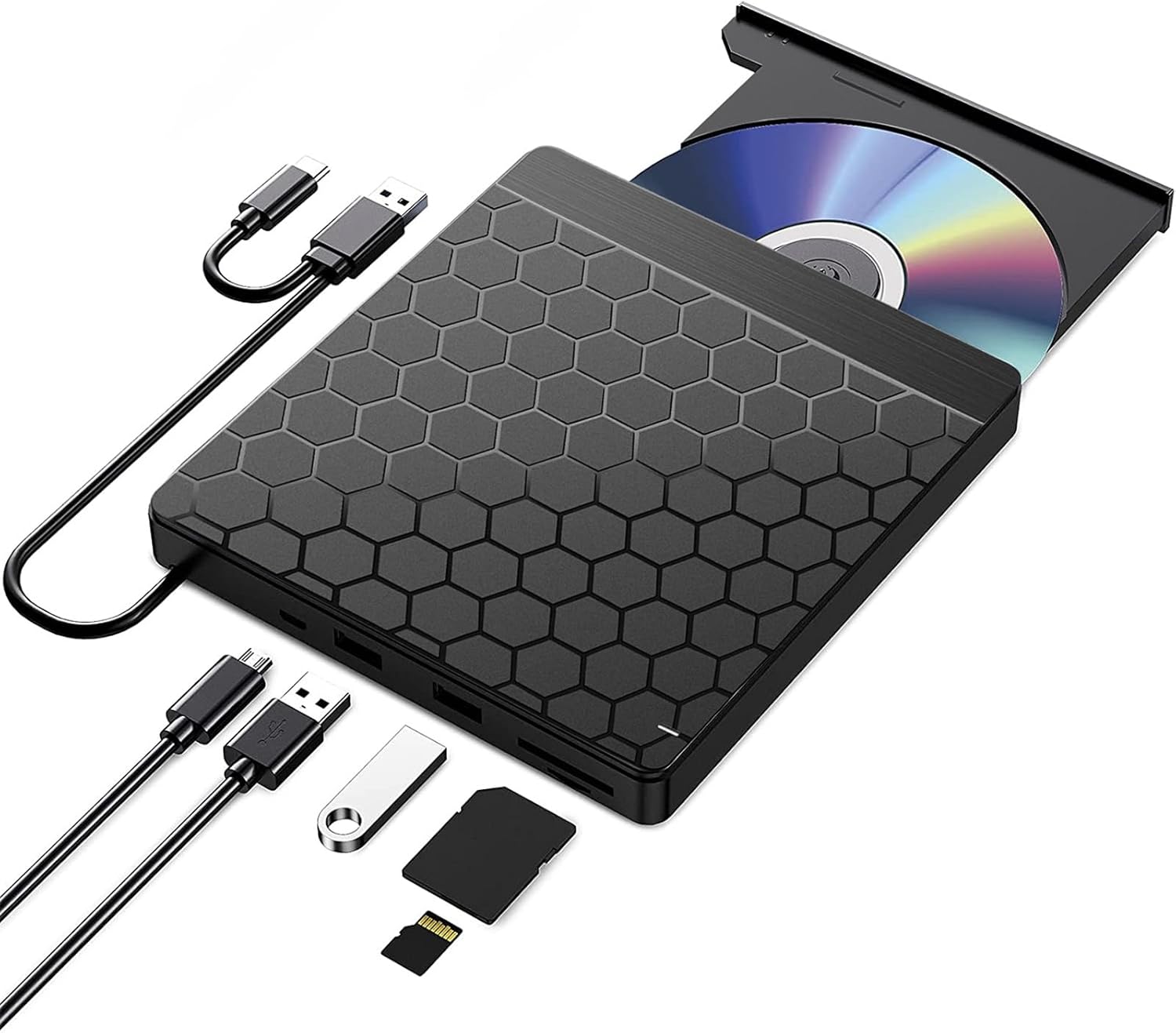 Portable 6-in-1 USB3.0 USB C External VCD Optical Driver VCD Burners VCD Driver Player for Laptop PC