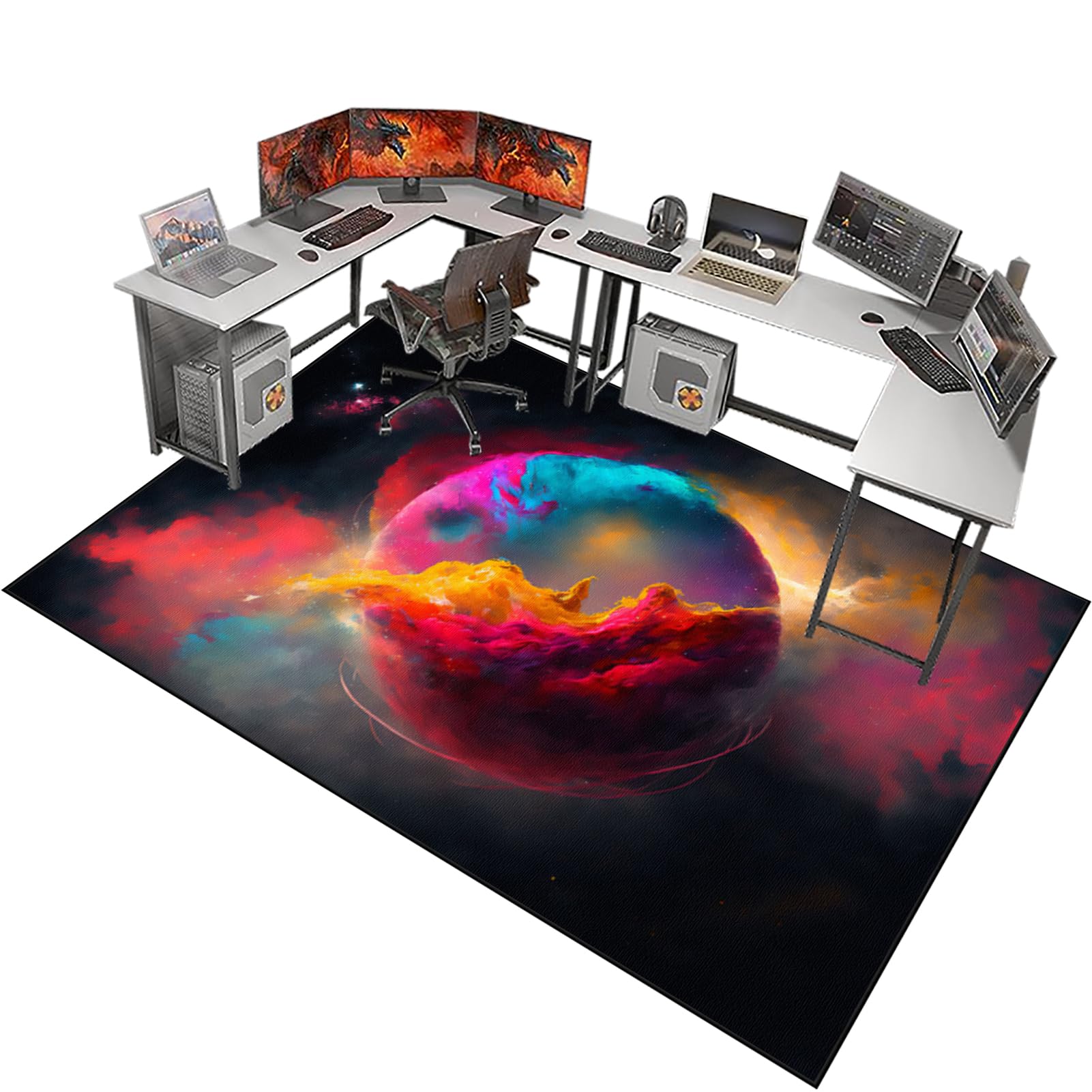 Bodenschutzmatte Gaming Teppich, Unterlage Schreibtischstuhl, Bürostuhl Matte, 200 x 230 cm Bodenschutz Bürostuhl Teppichschoner für Parkett, Laminat, Hartböden und Teppichboden
