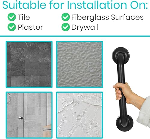 Miniatura 8 de Vive Barra de agarre para bañeras y duchas, barandilla de seguridad para baño para personas mayores, mango de pared para bañera, inodoro, baño