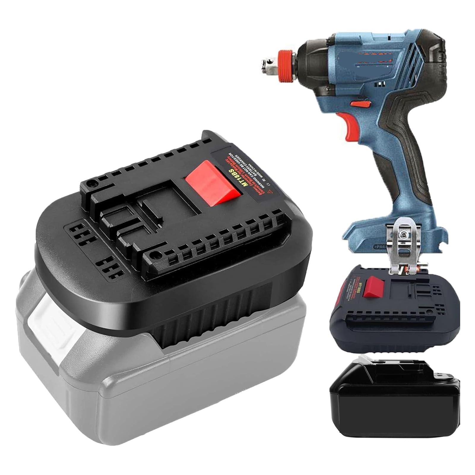 URUN DM18M Battery Adapter for Dewalt 20V, Milwaukee M18 & Makita 18V Cordless Tools with USB Charging & Protection Features — view 18