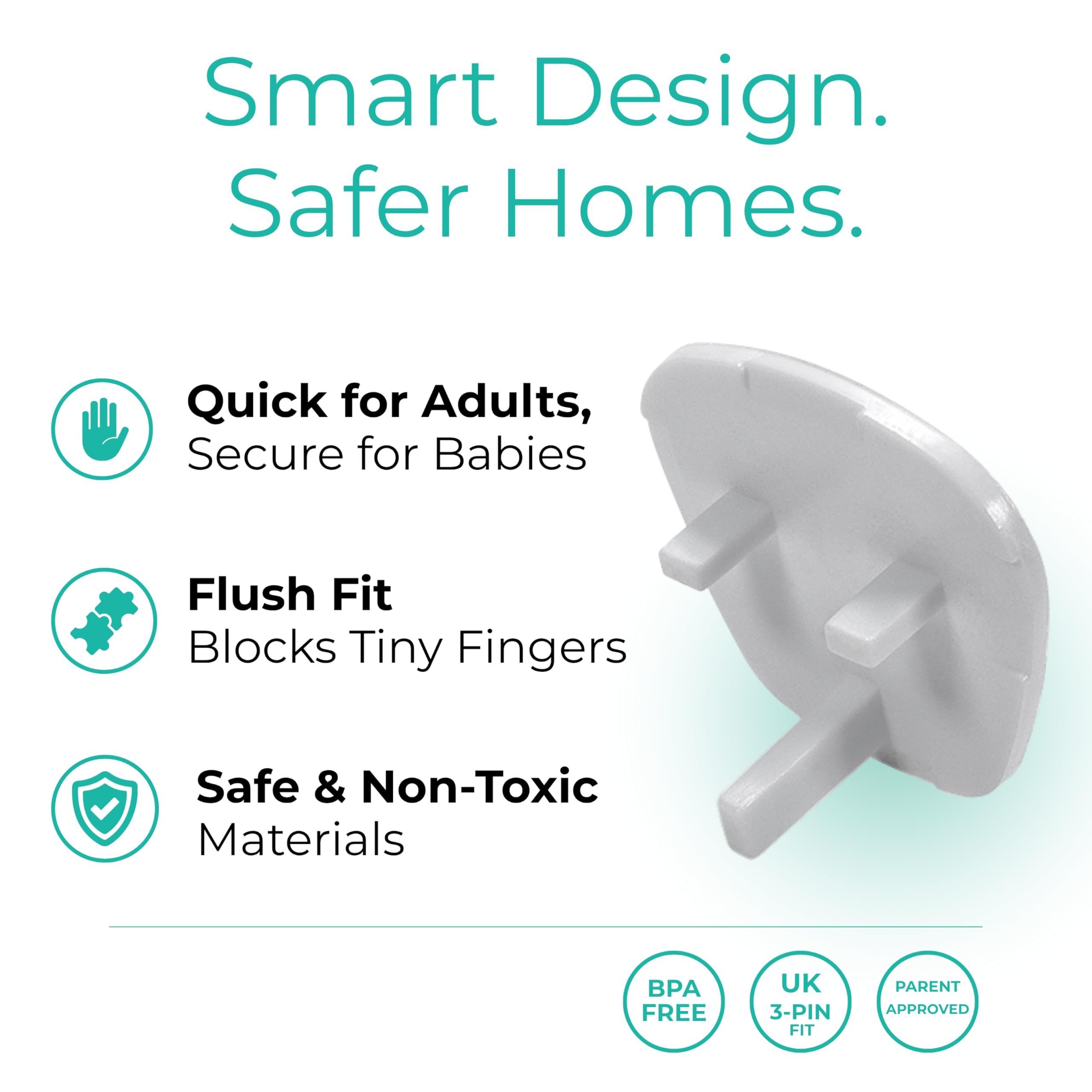 Plug Socket Covers UK – [ 10 PACK ] Baby Proofing Plug Covers For Sockets UK | Baby Proof & Reusable Socket Protectors | BPA-Free & Durable (White) — view 6