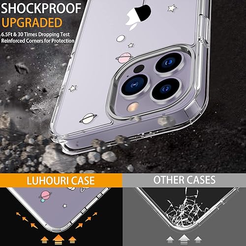 Miniatura 3 de LUHOURI Funda para iPhone 15 Pro Max con protector de pantalla, transparente de acrílico, diseños de moda para mujeres y niñas, funda protectora a