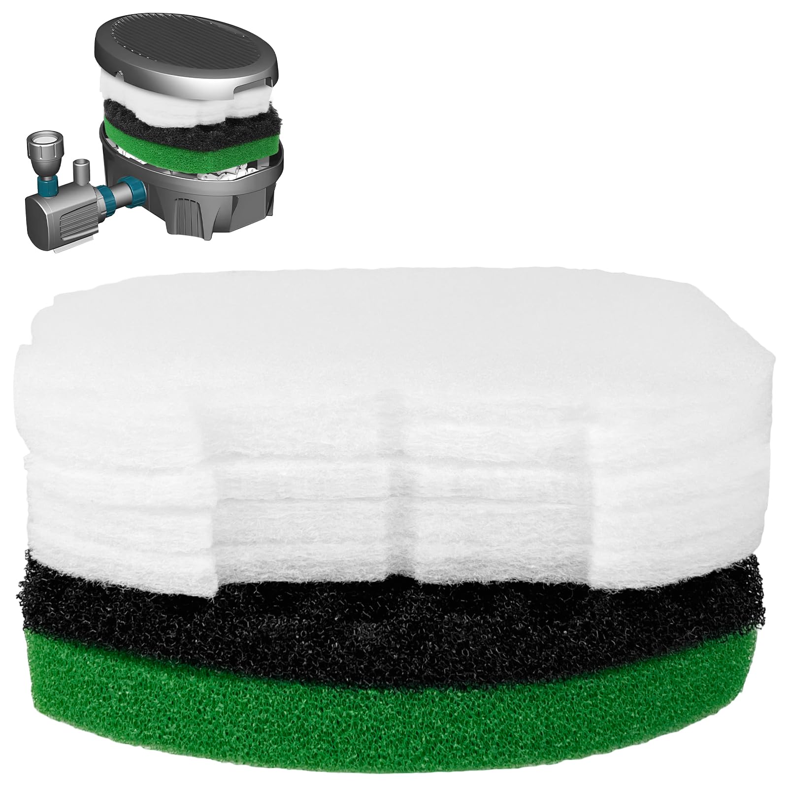 10 Pcs Pond Foam Filter, Replacement for Inpond 5-in-1 6000 and 6-in-1 9000, Pond Maintenance Kit, Polyester Filter Pads for Outdoor Pond Filtration and Pond Care