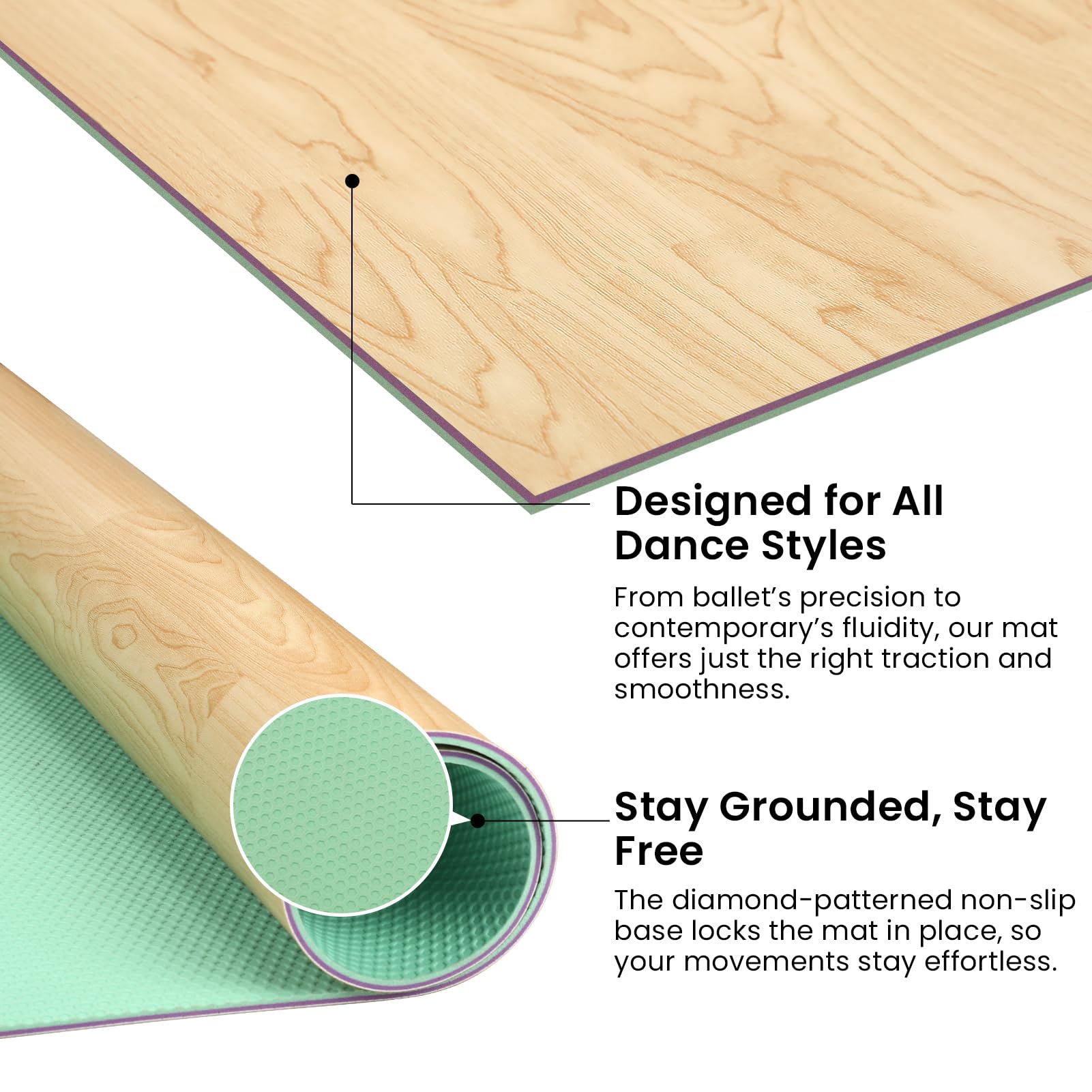 Tapete portátil para pista de baile de 3 x 4 pies, PVC de 5 mm de grosor para ballet, jazz, tap, irlandés y pop, antideslizante y absorbente de golpes para el hogar, estudio, fiesta al aire libre