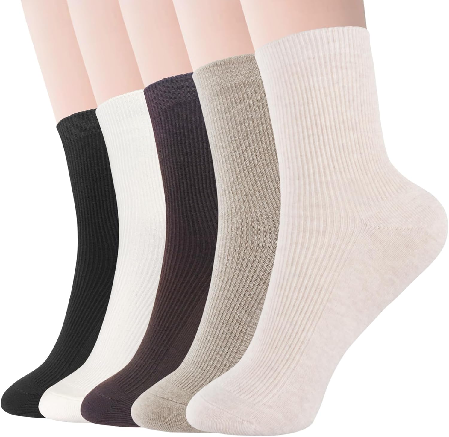 Womens Cotton Bootie Socks Thin Casual Athletic Aesthetic Socks Above Ankle Ribbed Socks for Women