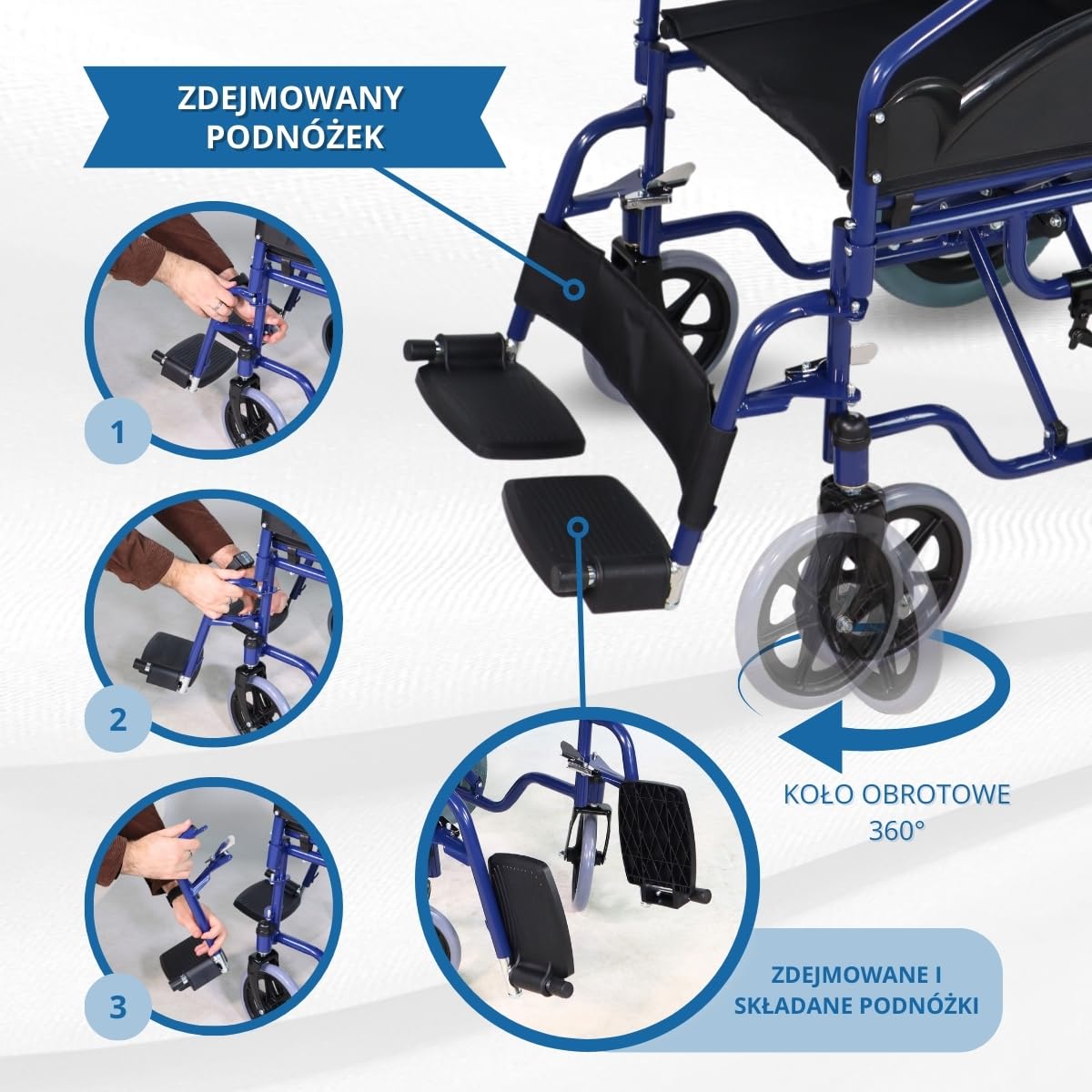 Wózek inwalidzki Premium Transit | Składany | Zdejmowane podłokietniki i podnóżki | Maestranza | Mobiclinic