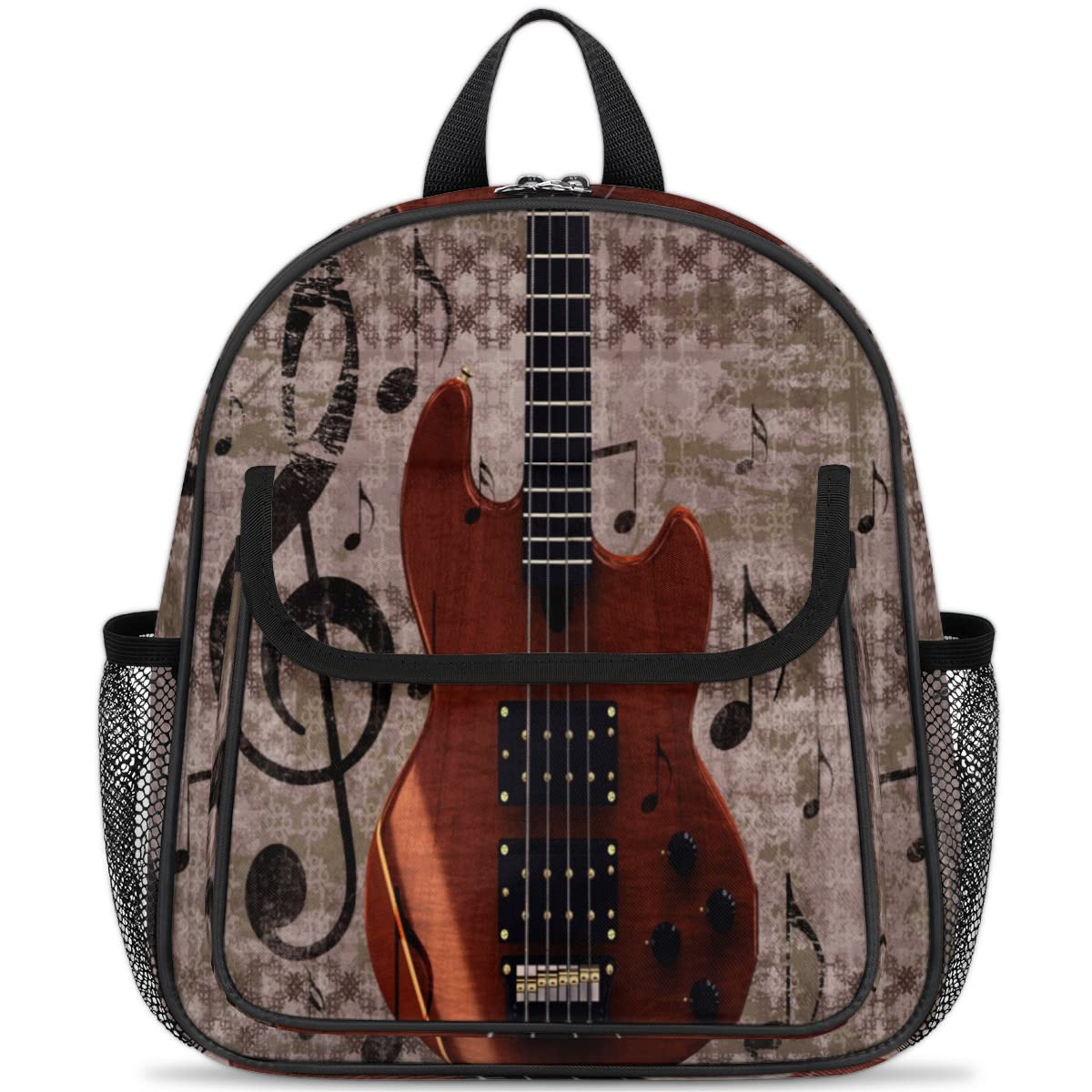 Muzyka vintage, gitara dla dzieci, plecaki dla chłopców, dziewczynek, gitara retro, malucha, lekki plecak, szkolna torba na książki, wielobarwny