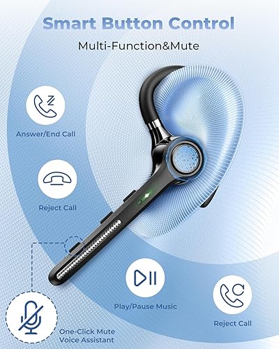 Miniatura 9 de Auriculares Bluetooth V5.4, auricular Bluetooth con funda de carga de 500 mAh, auriculares inalámbricos de tiempo de conversación de 50 horas