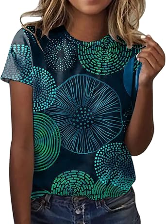 Women's T-Shirt Summer Short Sleeve Tops Dandelion Print Tee Tops Casual Round Neck Loose Shirts Blouses Oversize T-Shirt Blouse Shirt Women's Nursing Tops Women's Cycling Clothing Women