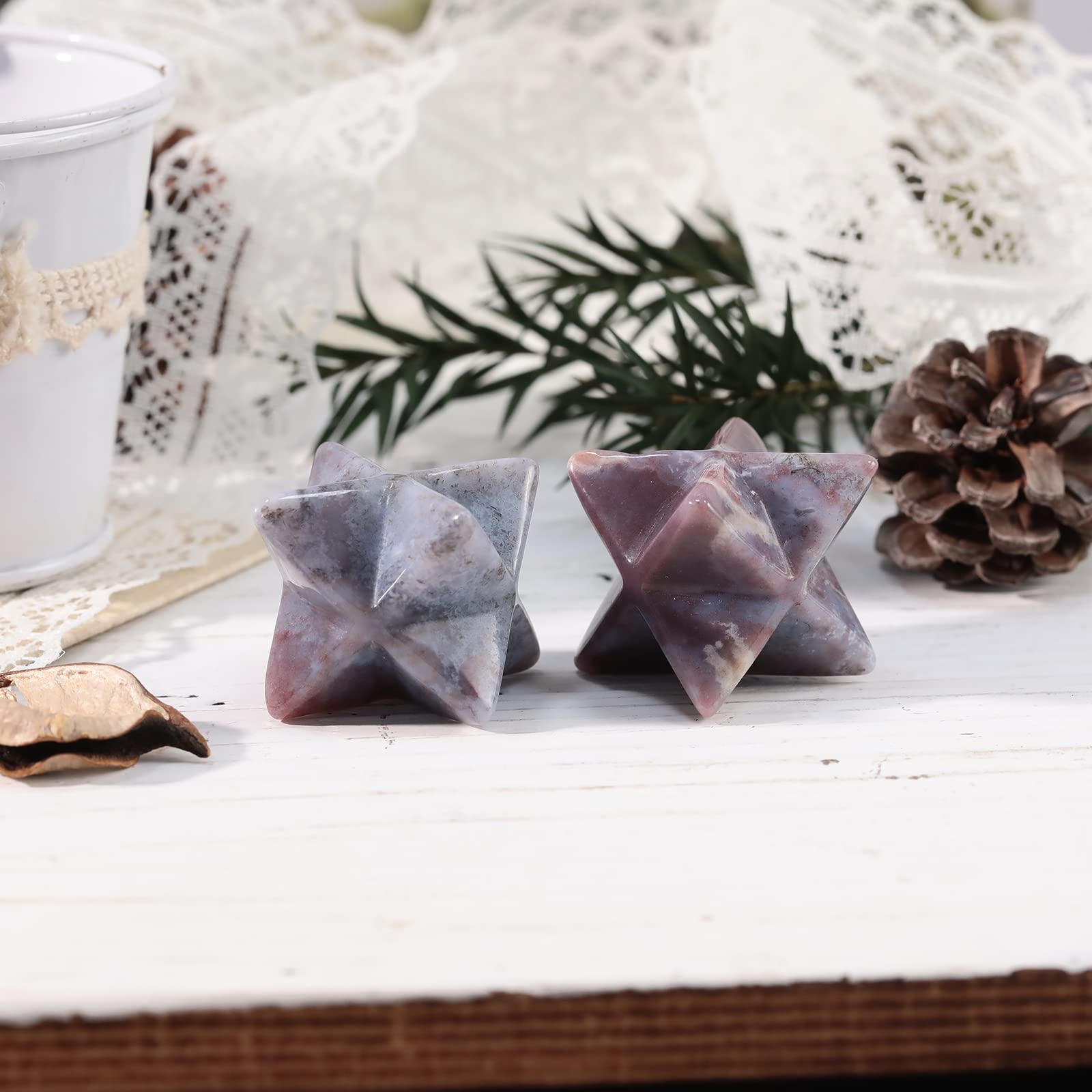 30mm Pietra Di Cristallo Intagliata A Mano Merkaba Star Home - Foto 10