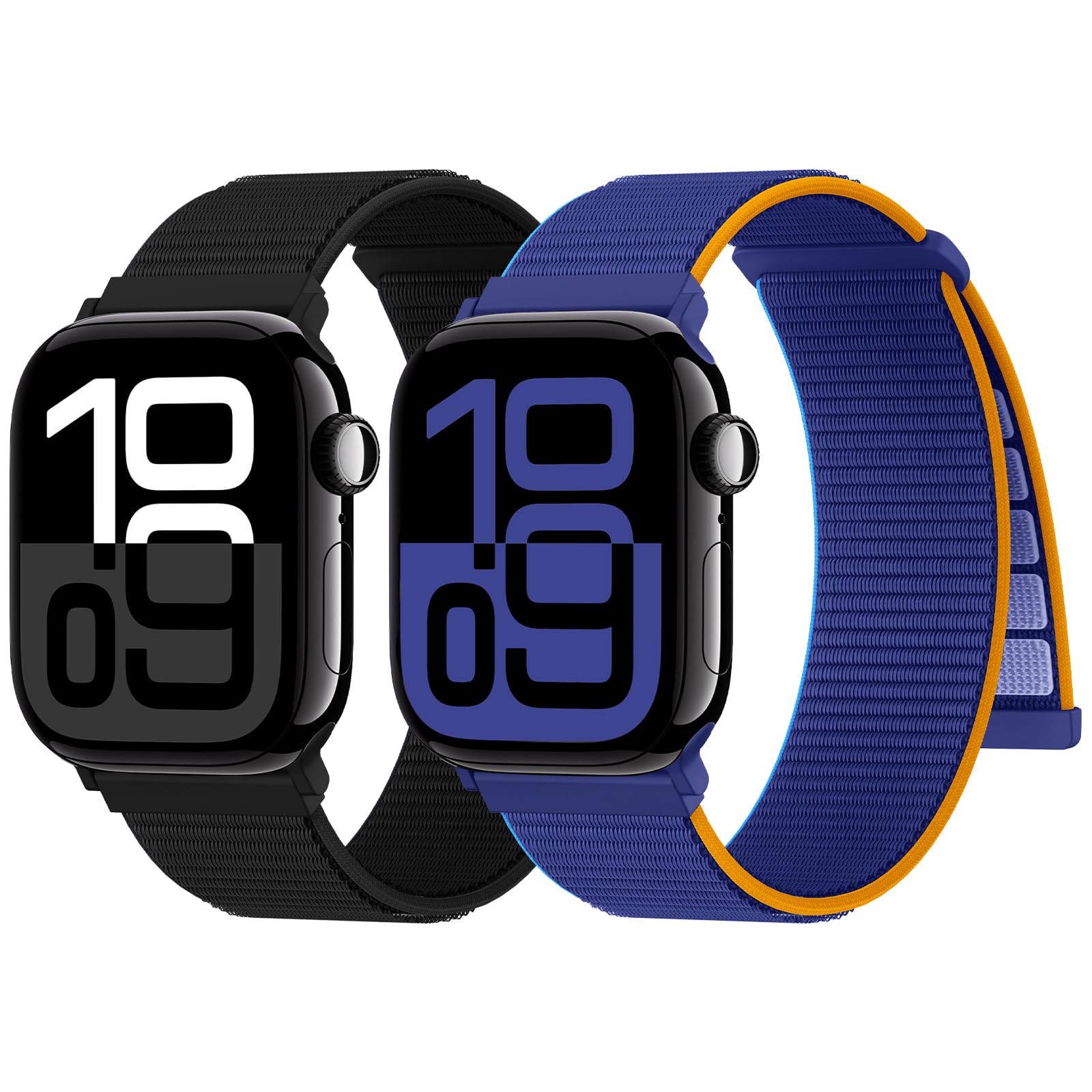 Confezione 2 Cinturini Nylon Compatibile con Cinturino Apple Watch 44mm 40mm 41mm 42mm 45mm 46mm 49mm 38mm, Sportivo Morbido Traspirante Regolabile per iWatch 11 10 9 8 7 6 5 4 3 2 1 SE Ultra 1/2/3