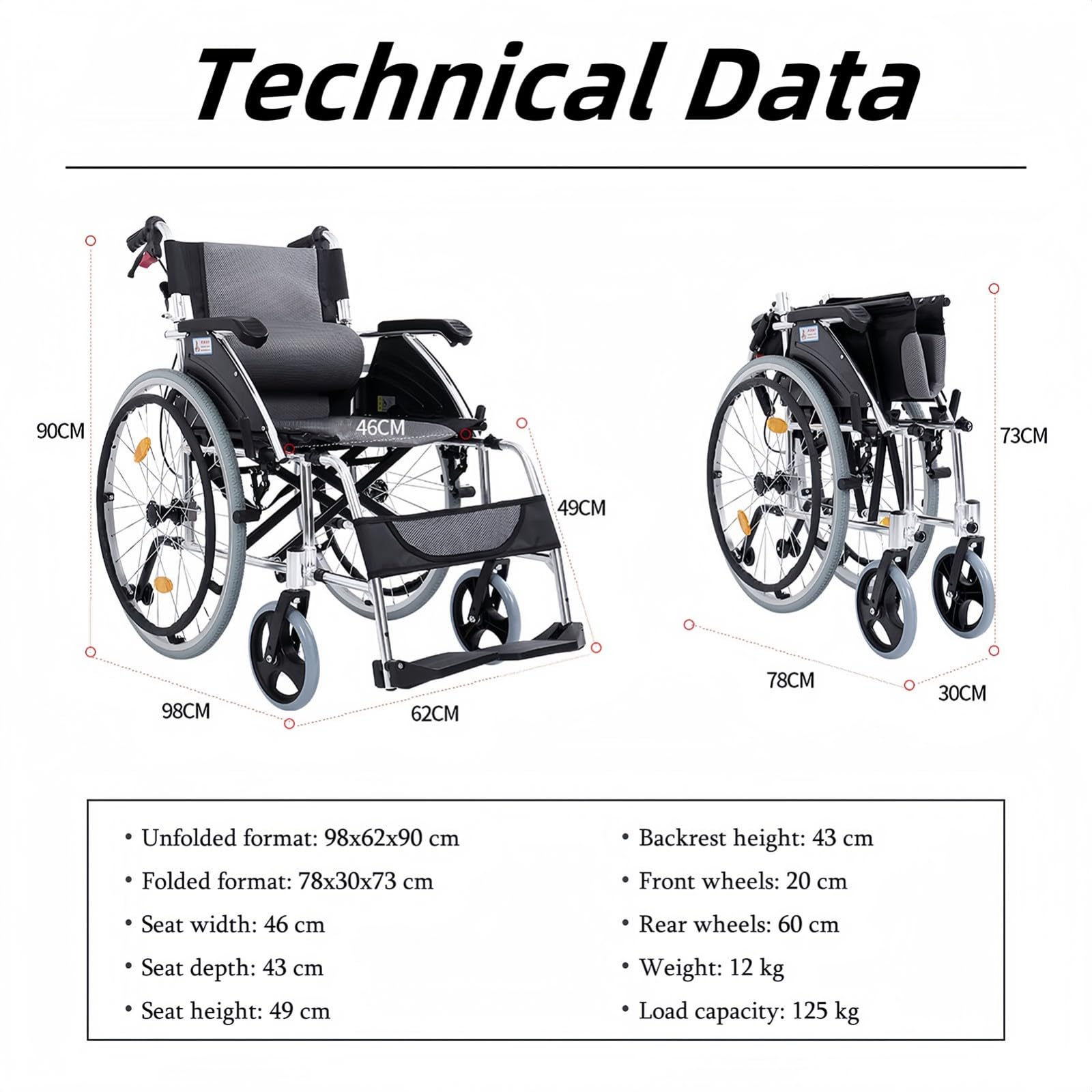 Silla Ruedas De Viaje Ligera Y Plegable, Sillas Ruedas Aluminio Ultraligeras Con Autopropulsión, Silla De Ruedas Activa Para El Hogar Y Los Viajes, Capacidad De Carga 150 Kg A