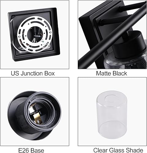 Miniatura 2 de 6 lámparas de baño de 40 pulgadas, accesorios de iluminación de baño sobre el espejo, luz negra de tocador con pantallas de vidrio transparente