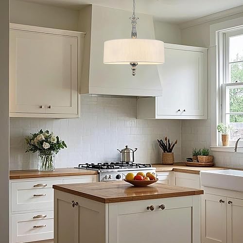 Miniatura 2 de Candelabro de metal y madera con 4 luces, estilo rústico con cristales transparentes, lámpara de techo de madera vintage para cocina, comedor,