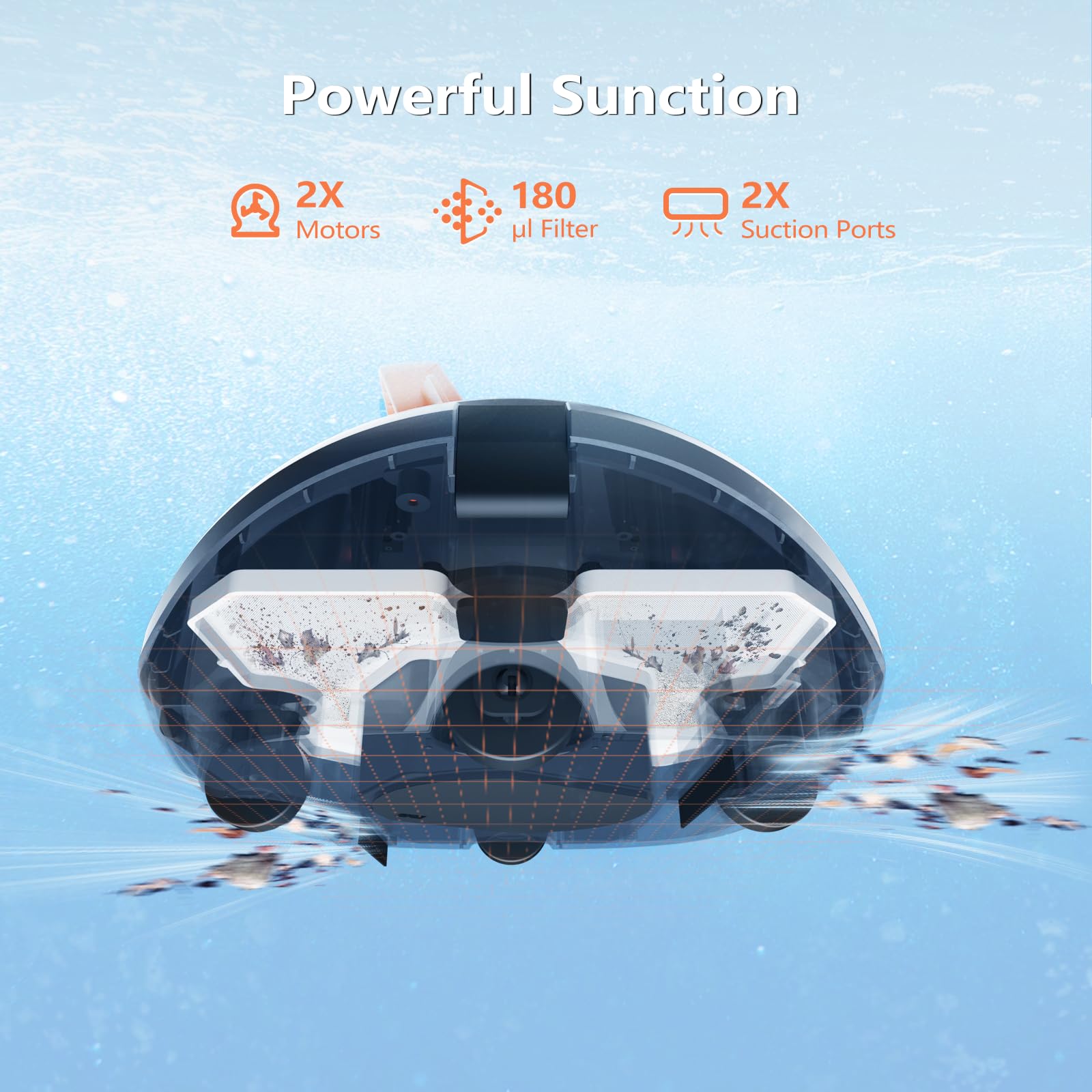 Aspirapolvere robotico senza fili per piscina fuori terra con gancio, autonomia di 120 minuti, pulitore automatico per piscina a doppio motore con filtro fine, parcheggio, ideale per