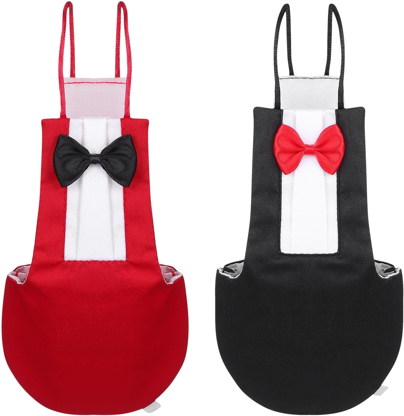 2pcs Parrot Diaper and Flight Suit Set, Washable Reusable Bird Uniform, L Size with Bow Tie in Crimson and Ebony, Suitable for Parrot Bird Apparel and Outdoor Use