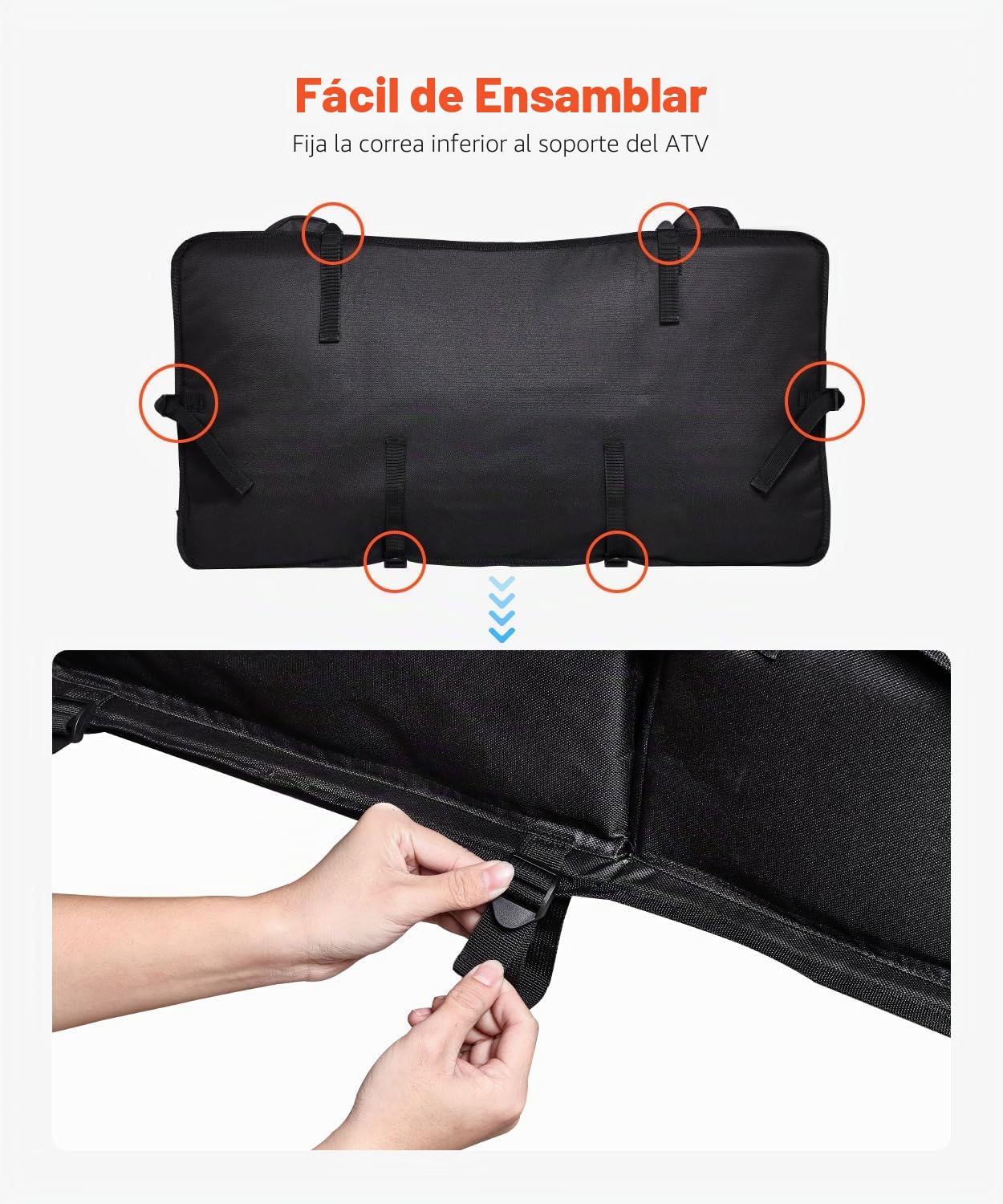VEVOR Bolsa de Almacenamiento Trasera para ATV, 50 L con Cojín de Asiento de Esponja y Soporte para Botella, de Tela Oxford 600D, Compatible con ATV, UTV, Vehículo Can-Am, 920 x 480 x 270 mm