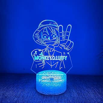 Luce notturna 2 in 1 di un pezzo, un pezzo di luffy - Lampada LED 3D di un pezzo Anime One Piece Light Stanza della Casa Decorazione Colorata Luce notturna Regalo Telecomando