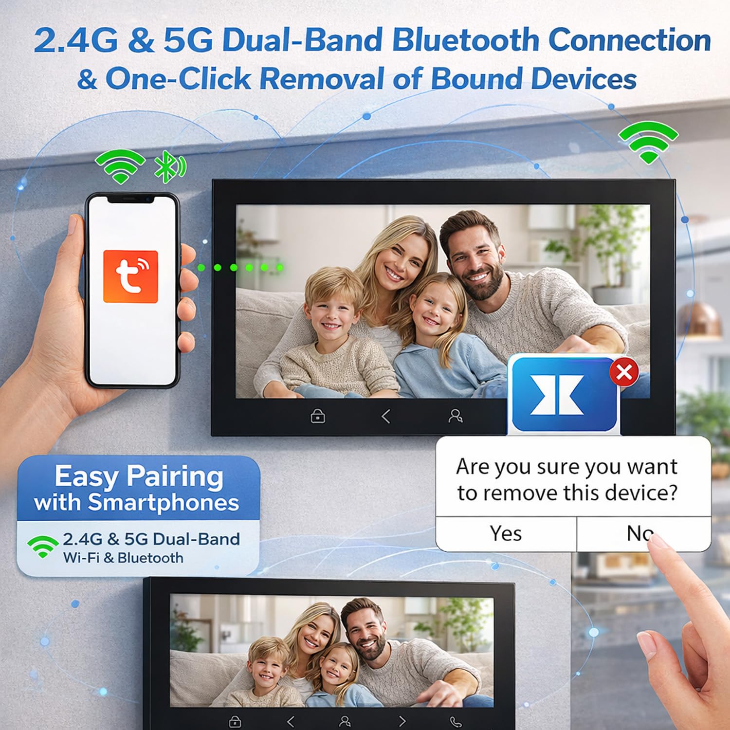 Visiophone WiFi TUYA avec contrôle d’accès, interphone vidéo connecté, ouverture de porte via application mobile et RFID(IC) / NFC, pour entrées résidentielles et professionnelles(4)