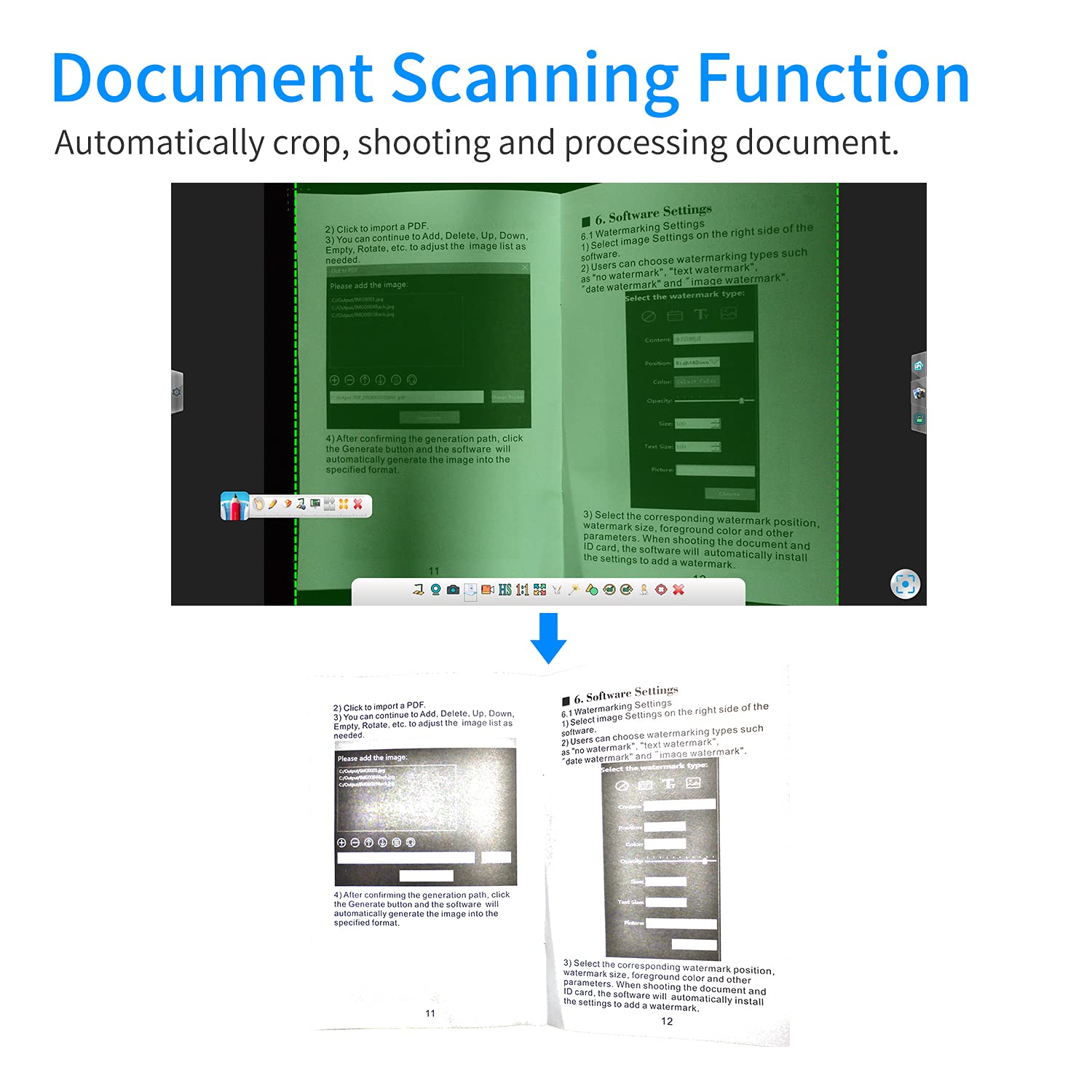 BK34 Scanner per fotocamera per documenti HD da 5 pixel Dimensioni della tura A4 con luce LED Software didattico per insegnanti di classe Insegnamento online Educazione a distanza