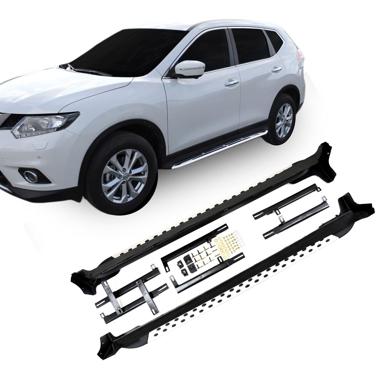 J&J AUTOMOTIVE Marche-Pieds Latéraux pour Nissan X-Trail T32 2014-2021, Lot de 2 Pcs (Gauche et Droite), Antidérapant, Aluminium