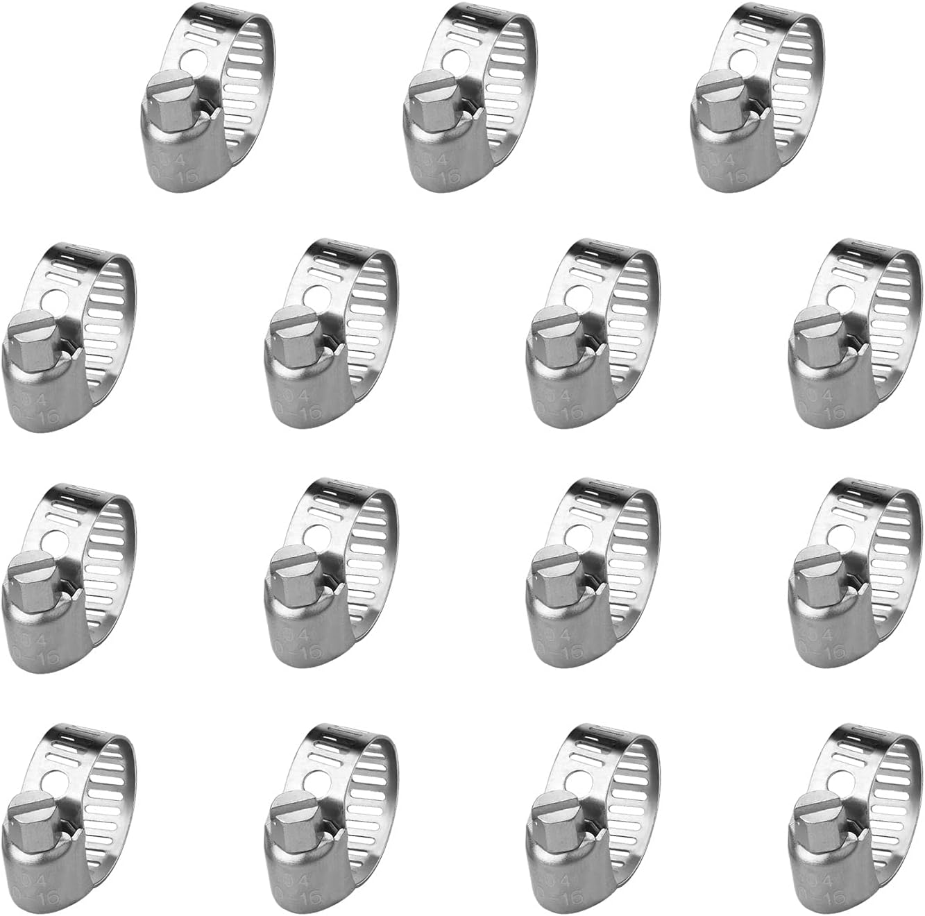 oumuik Hose Clamps Adjustable Stainless Steel Hose Clamps Worm Drive Hoses Hose Clamps, Pack of 15 (10-16mm)