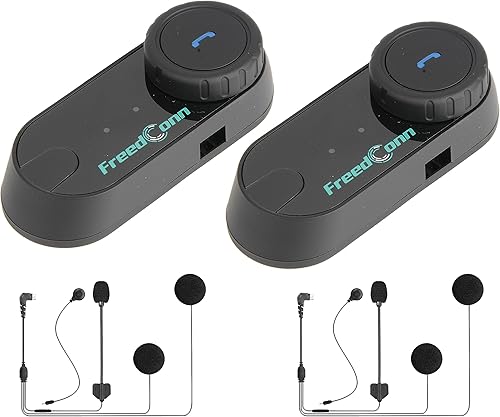 FreedConn Auriculares Bluetooth para motocicleta TCOM VB - Altavoces para casco de motocicleta, 3 riders Paring 800M 2 Riders Talking Helmet
