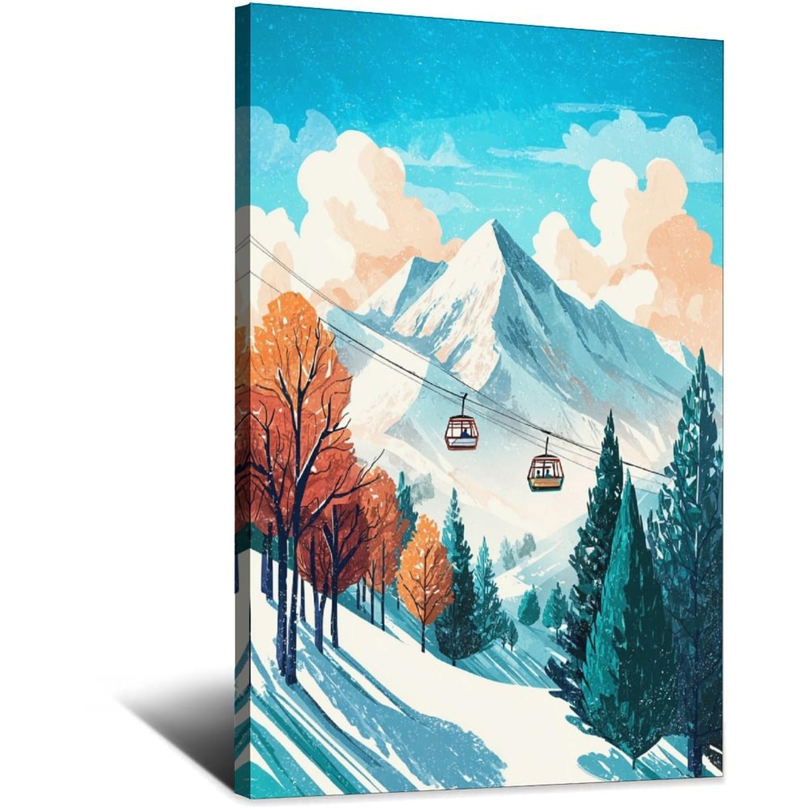 iPuzou Niseko Ski Poster 20x30inch(50x75cm) Vintage Watercolor Canvas Art